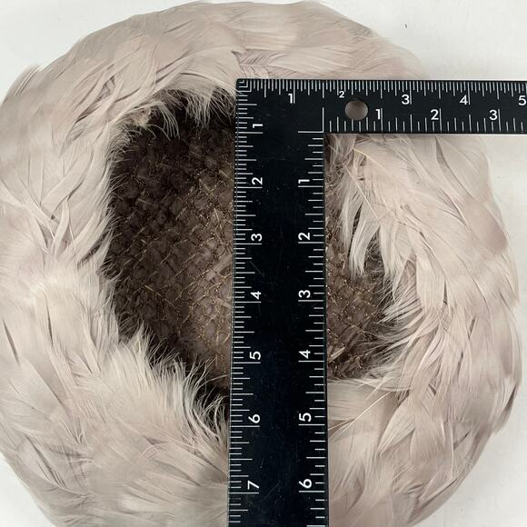 Vintage Taupe Gray Feather Hat Yugoslavia Millinery Cocktail Cap Women\'s Formal main image 4